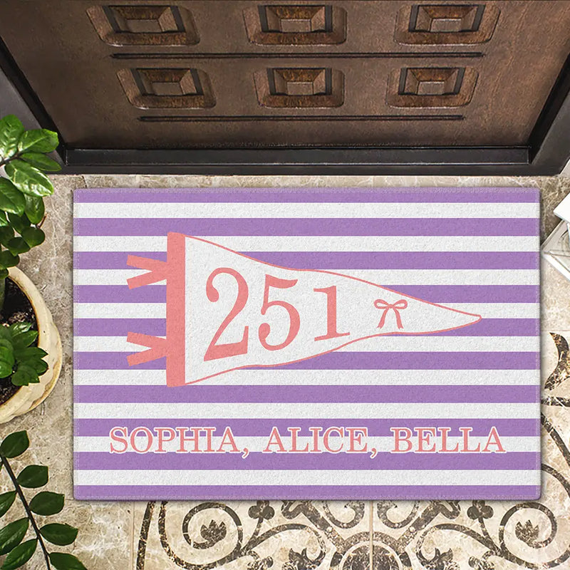 Pennant Flag Stripes Pattern Dorm Room - Personalized Doormat