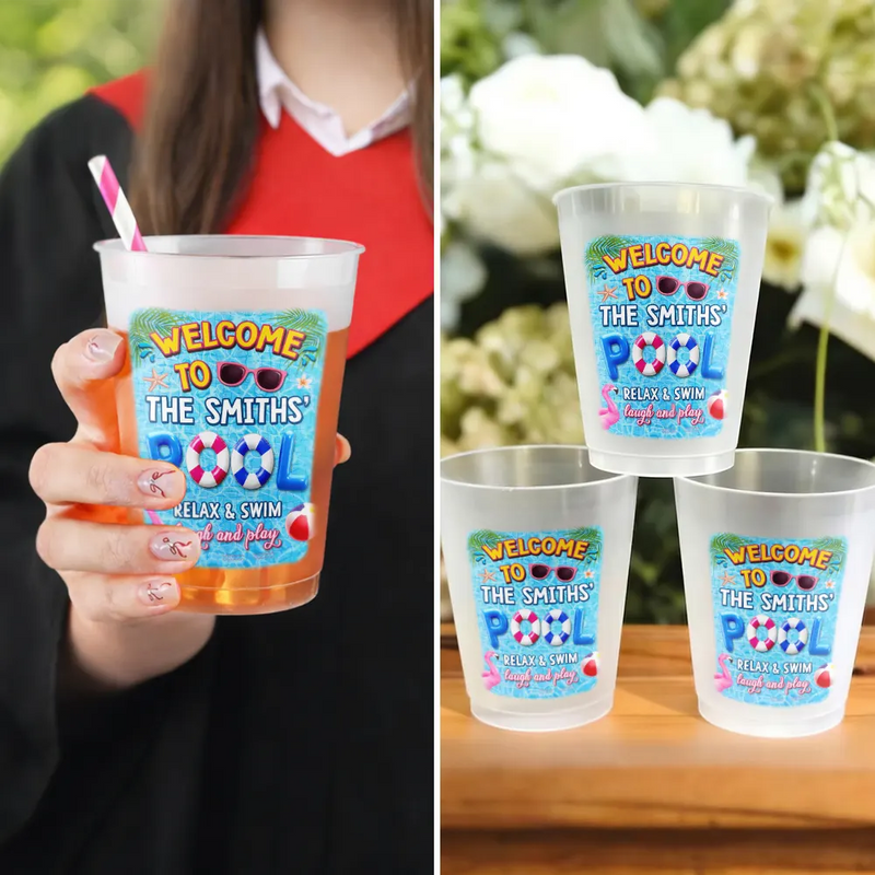 Pool Party Relax Swim Laugh And Play - Personalized Frosted Cups