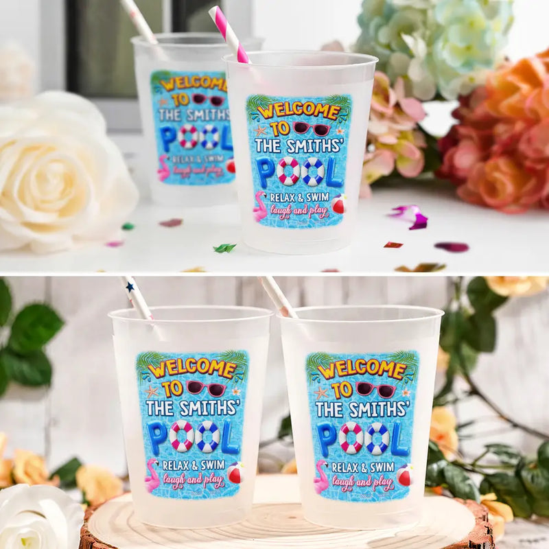 Pool Party Relax Swim Laugh And Play - Personalized Frosted Cups