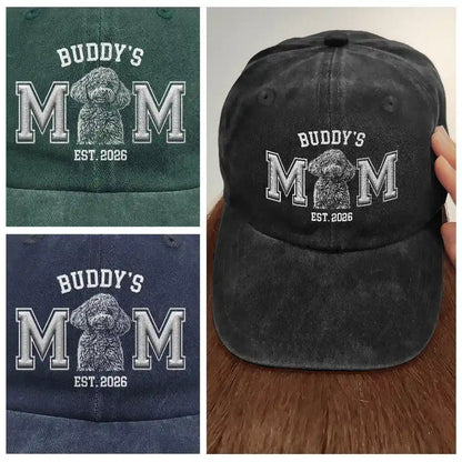 Custom Photo White Pencil Sketch Art New Mom New Dad Est Portrait - Personalized Vintage Washed Denim Cap