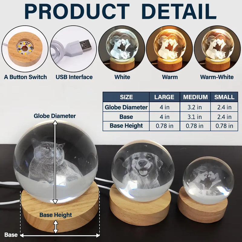 Photo Et Calendrier Personnalisables Devenue Ma Maman - Lampe Boule En Cristal Personnalisée