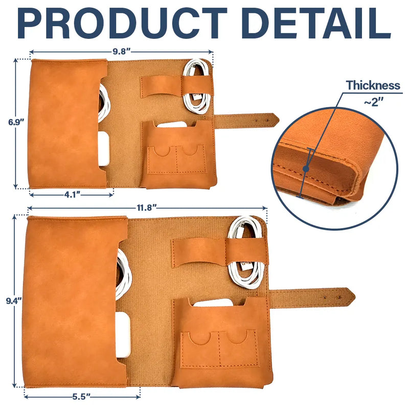 Custom Photo Bold Sketch All My Travel Crap Woman Man Portrait - Personalized Leather Cable Bag