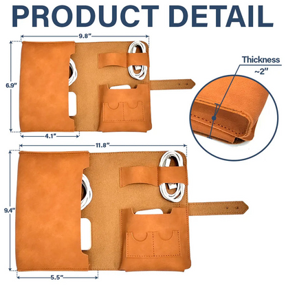 Custom Photo Bold Sketch All My Travel Crap Woman Man Portrait - Personalized Leather Cable Bag