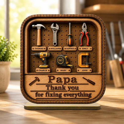 Dad Grandpa Tool Box - Personalized Wooden Plaque - Father's Day Gift For Dad, Husband