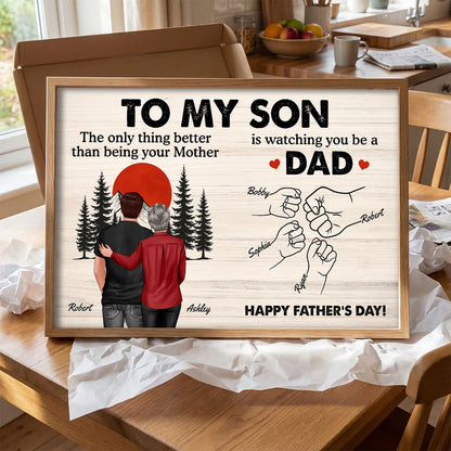 Retro Vintage Sunset To My Son Watching You Be A Dad - Personalized Poster - Father's Day Gift For Son