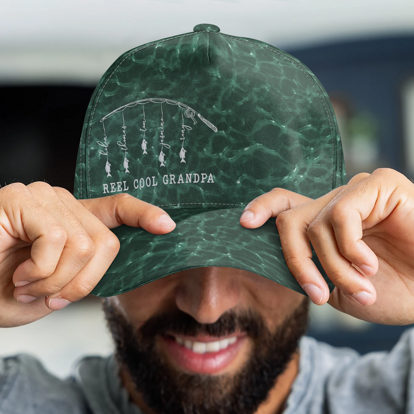 Father's Day Gifts, Reel Cool Dad, Grandpa - Personalized Cap