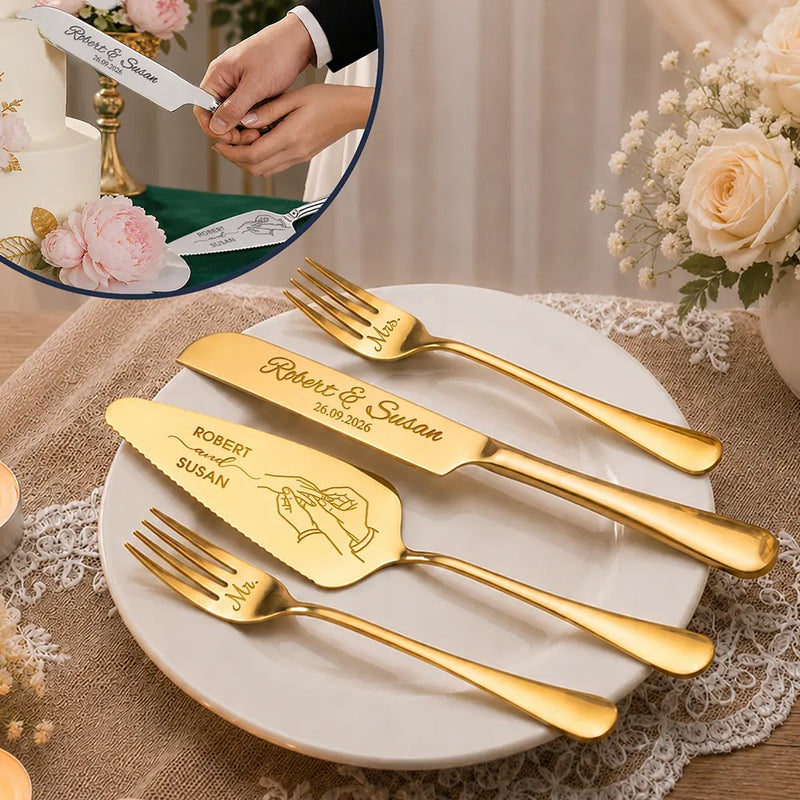 Romantic Couple Wedding Icon - Personalized Cake Cutting Set