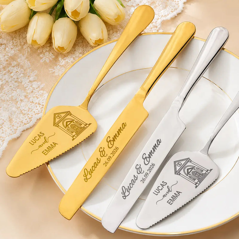 Romantic Couple Wedding Icon - Personalized Cake Cutting Set