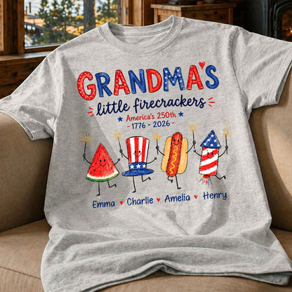 Grandma's Little Firecrackers - Personalized Shirt - 250th Anniversary Patriotic Shirt for Grandma