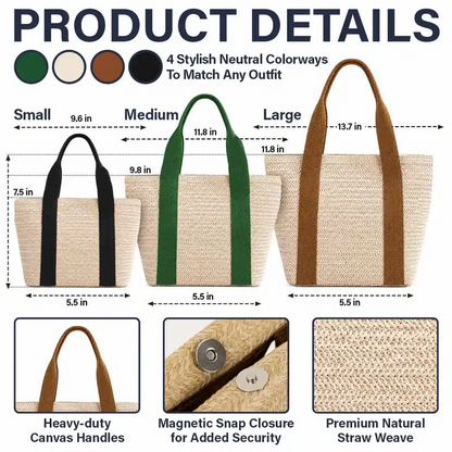 Colorful Name In Style - Personalized Straw Beach Bag