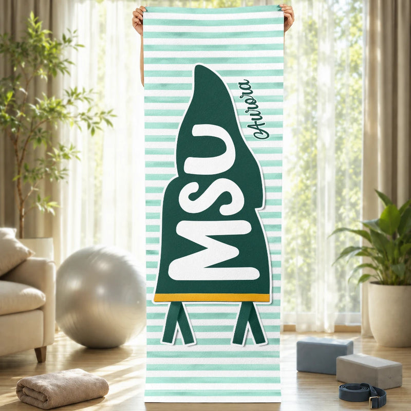 School Pennant Flag - Personalized Yoga Mat