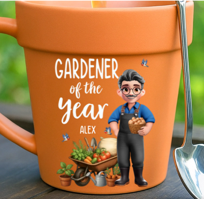 Custom Plant Pot Ceramic Mug - Personalized Garden Gifts For Gardeners - Garden Magic Maker - Flower Pot Mug