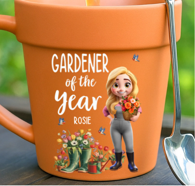 Custom Plant Pot Ceramic Mug - Personalized Garden Gifts For Gardeners - Garden Magic Maker - Flower Pot Mug