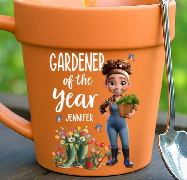 Custom Plant Pot Ceramic Mug - Personalized Garden Gifts For Gardeners - Garden Magic Maker - Flower Pot Mug