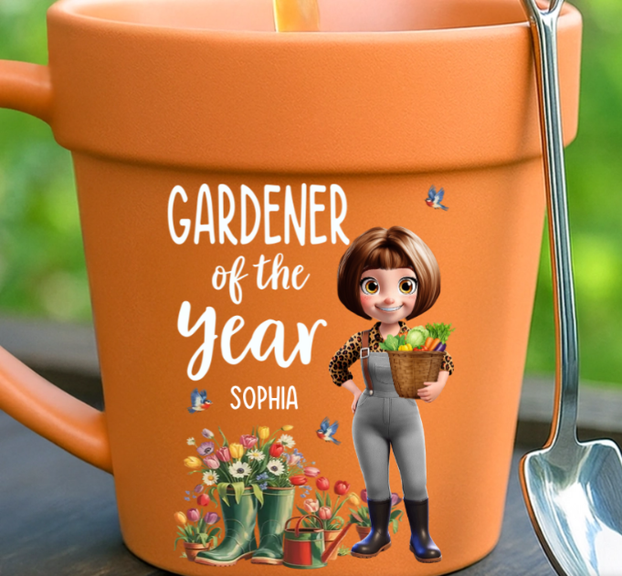 Custom Plant Pot Ceramic Mug - Personalized Garden Gifts For Gardeners - Garden Magic Maker - Flower Pot Mug
