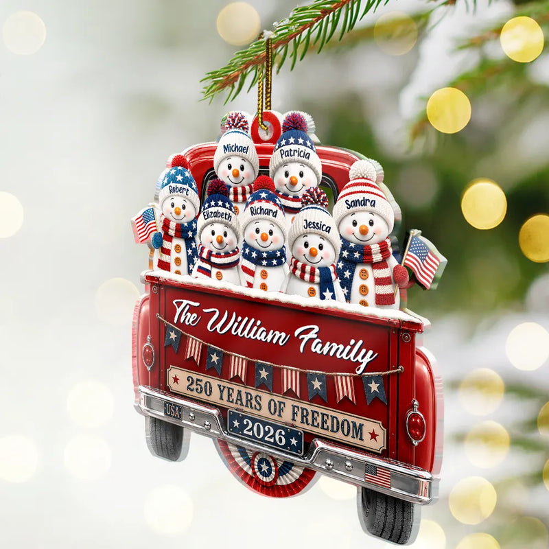 Snowman 250 Years Of Freedom - Personalized Custom Shaped Acrylic Ornament