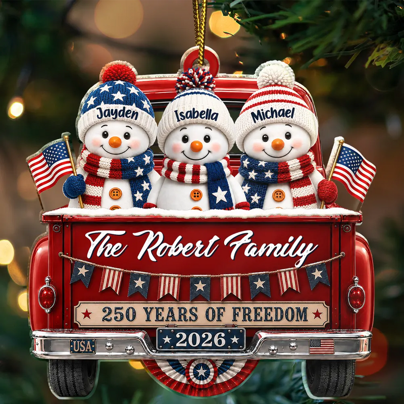 Snowman 250 Years Of Freedom - Personalized Custom Shaped Acrylic Ornament