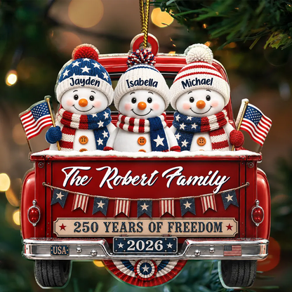 Snowman 250 Years Of Freedom - Personalized Custom Shaped Acrylic Ornament