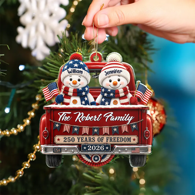 Snowman 250 Years Of Freedom - Personalized Custom Shaped Acrylic Ornament