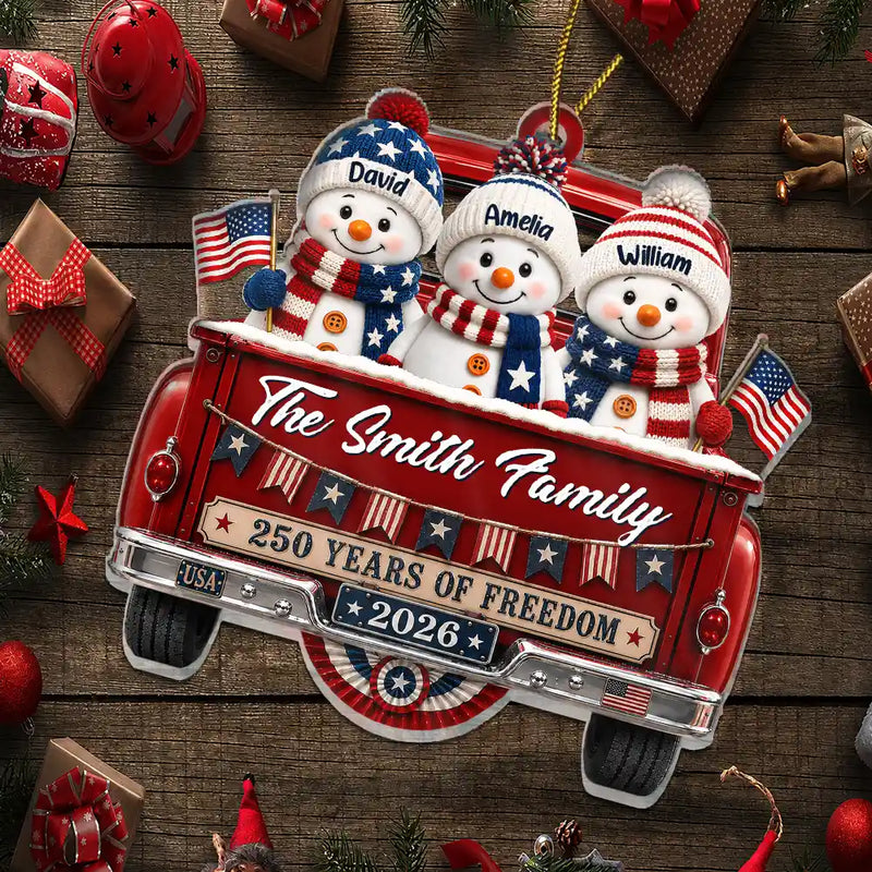 Snowman 250 Years Of Freedom - Personalized Custom Shaped Acrylic Ornament