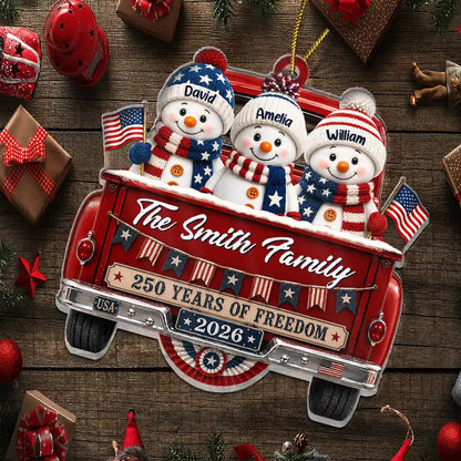 Snowman 250 Years Of Freedom - Personalized Custom Shaped Acrylic Ornament