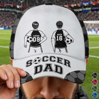 Soccer Football Dad Papa Kids Backside Line Art - Personalized Classic Cap