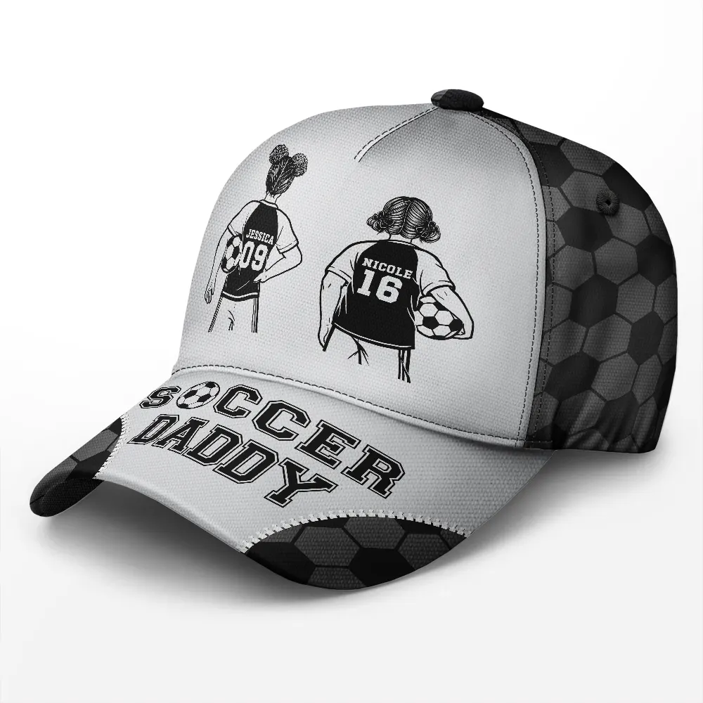 Soccer Football Dad Papa Kids Backside Line Art - Personalized Classic Cap