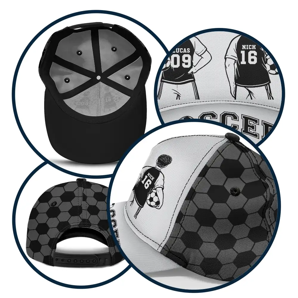Soccer Football Dad Papa Kids Backside Line Art - Personalized Classic Cap