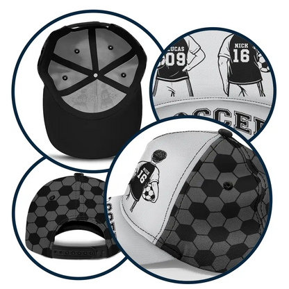 Soccer Football Dad Papa Kids Backside Line Art - Personalized Classic Cap
