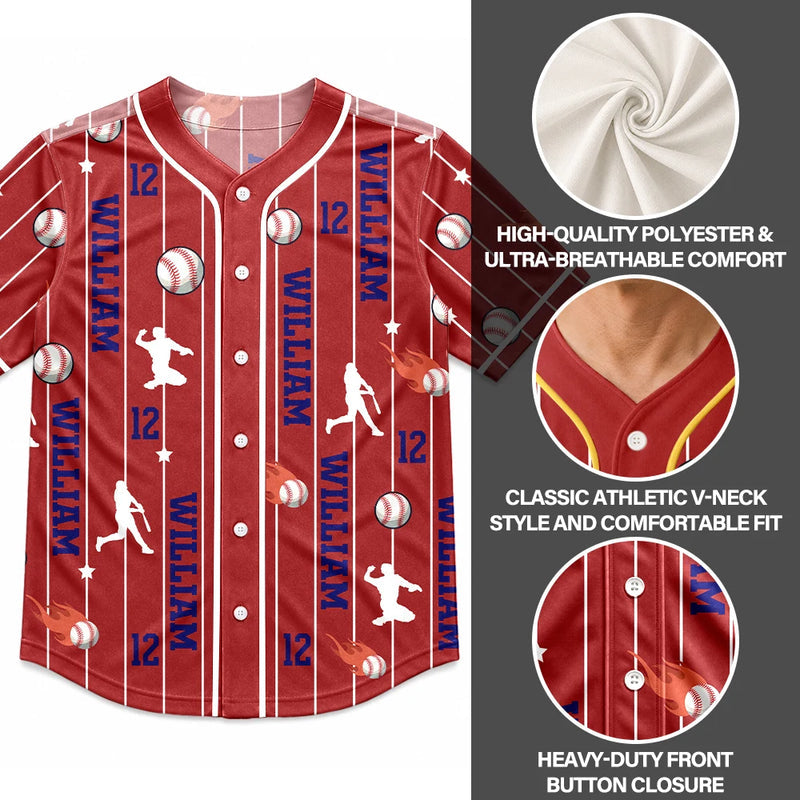 Sports Lovers Number And Name - Personalized Baseball Jersey Shirt