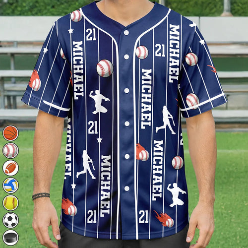 Sports Lovers Number And Name - Personalized Baseball Jersey Shirt