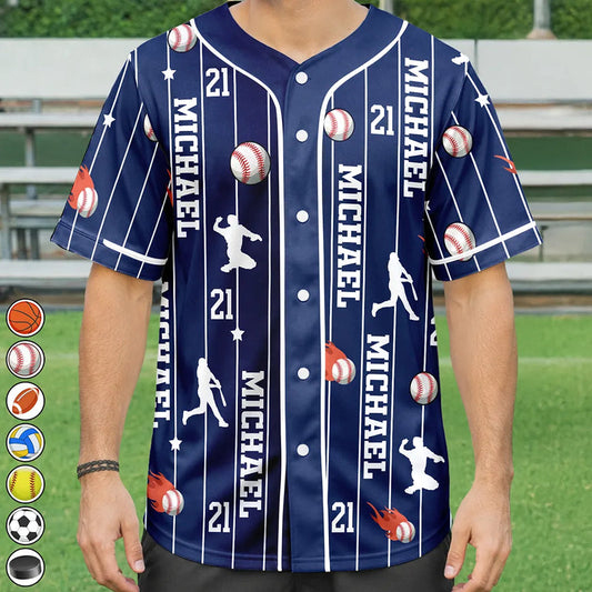 Sports Lovers Number And Name - Personalized Baseball Jersey Shirt