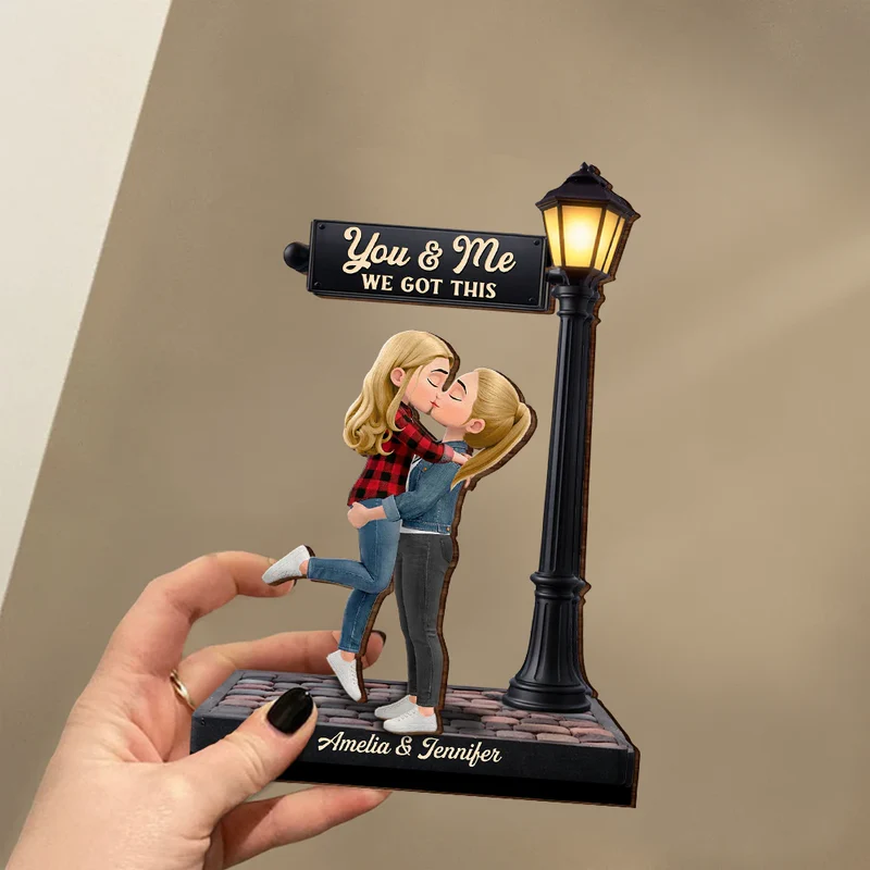 Standing Couple You And Me We Got This Under The Light - Personalized Custom Shaped Wooden Plaque