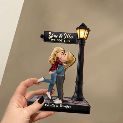 Standing Couple You And Me We Got This Under The Light - Personalized Custom Shaped Wooden Plaque