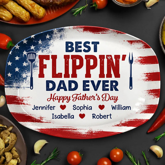 Stars & Stripes Best Flippin' Dad Ever - Personalized Plate