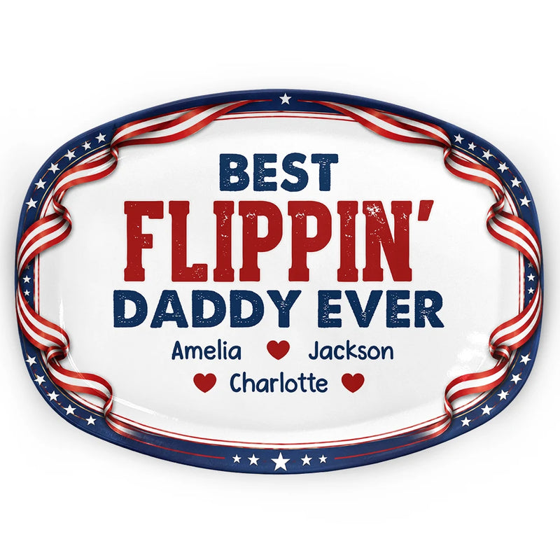 Stars & Stripes Best Flippin' Dad Ever - Personalized Plate