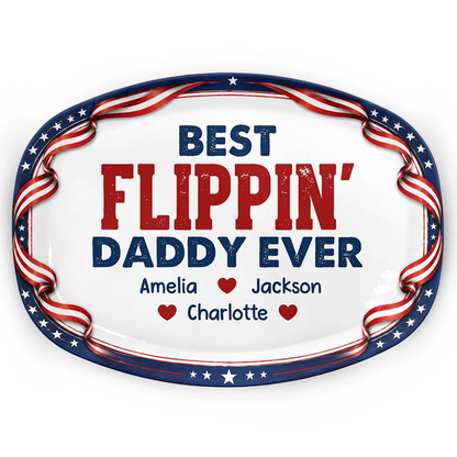 Stars & Stripes Best Flippin' Dad Ever - Personalized Plate
