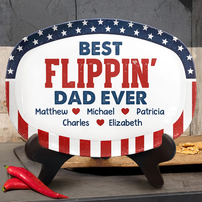 Stars & Stripes Best Flippin' Dad Ever - Personalized Plate