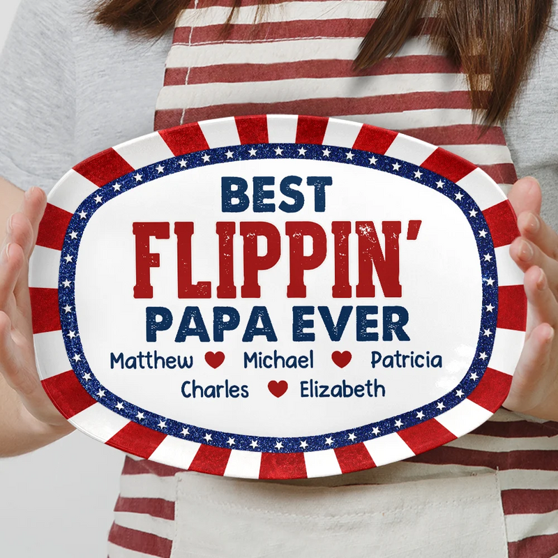 Stars & Stripes Best Flippin' Dad Ever - Personalized Plate