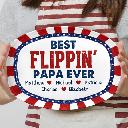 Stars & Stripes Best Flippin' Dad Ever - Personalized Plate
