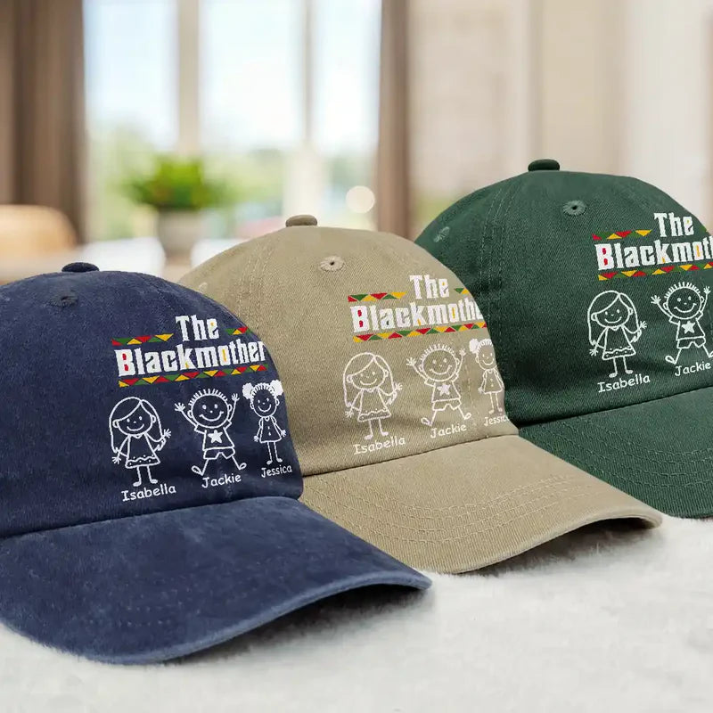 Stick Figures The Blackfather - Personalized Vintage Washed Denim Cap