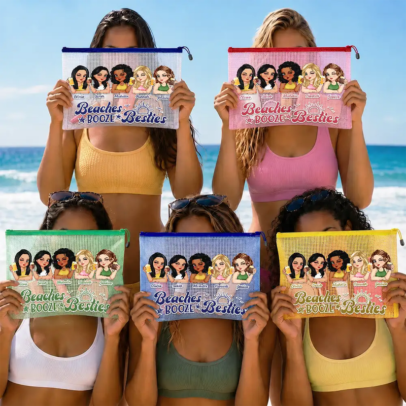 Summer Besties Girls Trip - Personalized Mesh Zipper Pouch