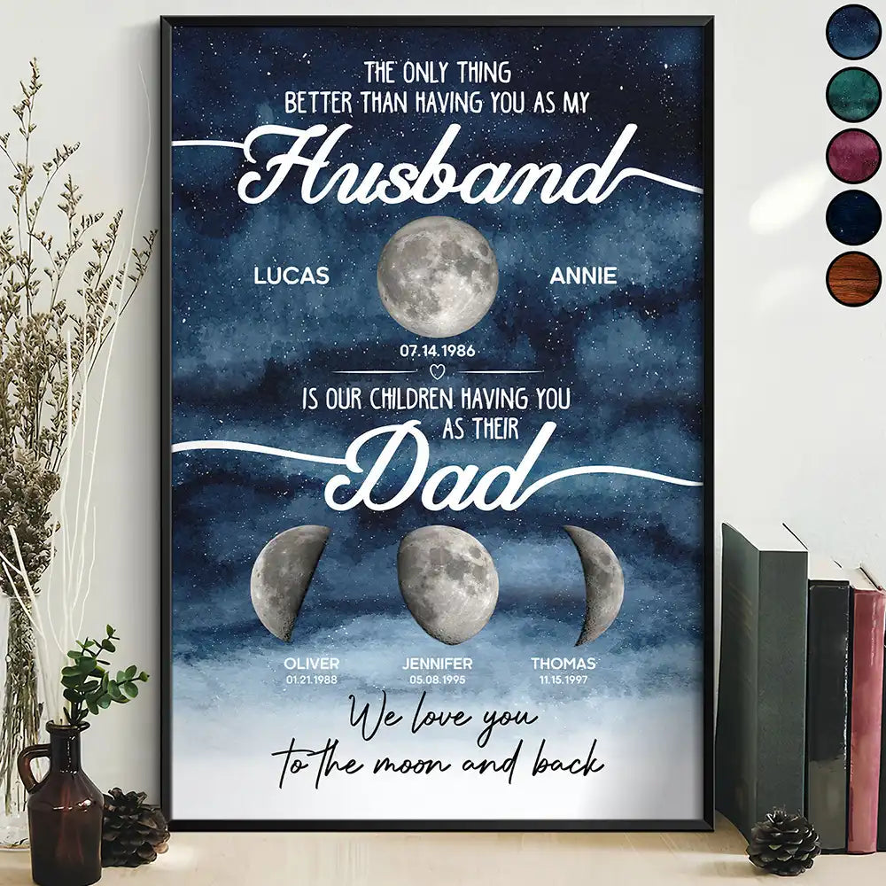 Moon Phase We Love You To The Moon And Back Dad - Personalized Poster