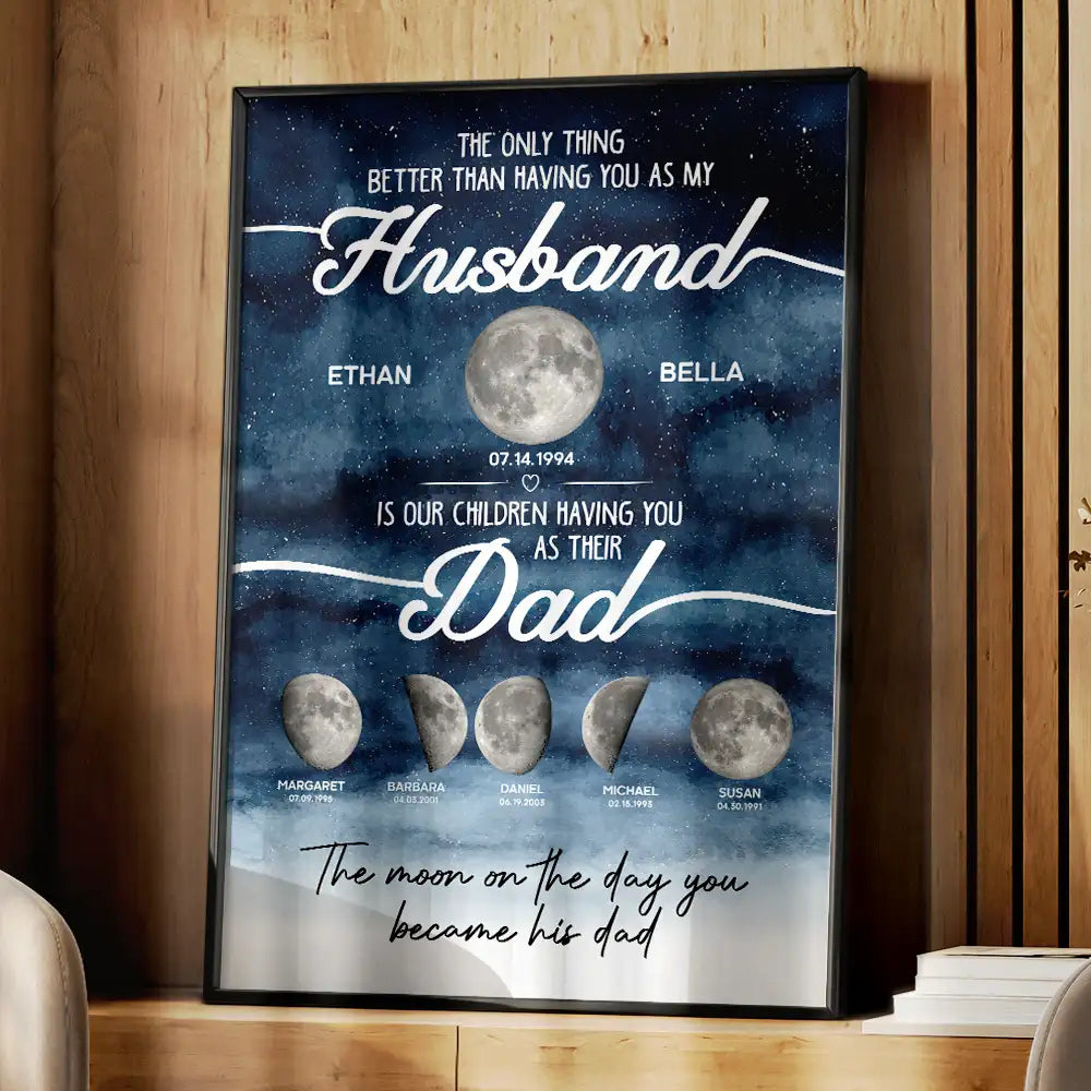 Moon Phase We Love You To The Moon And Back Dad - Personalized Poster