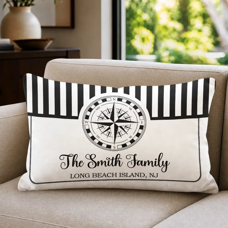 Beach House Lake House Family Name - Personalized Pillow