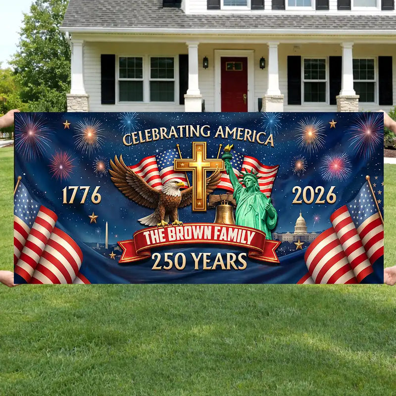 3D Effect Celebrating America 250 Years - Personalized Horizontal Banner