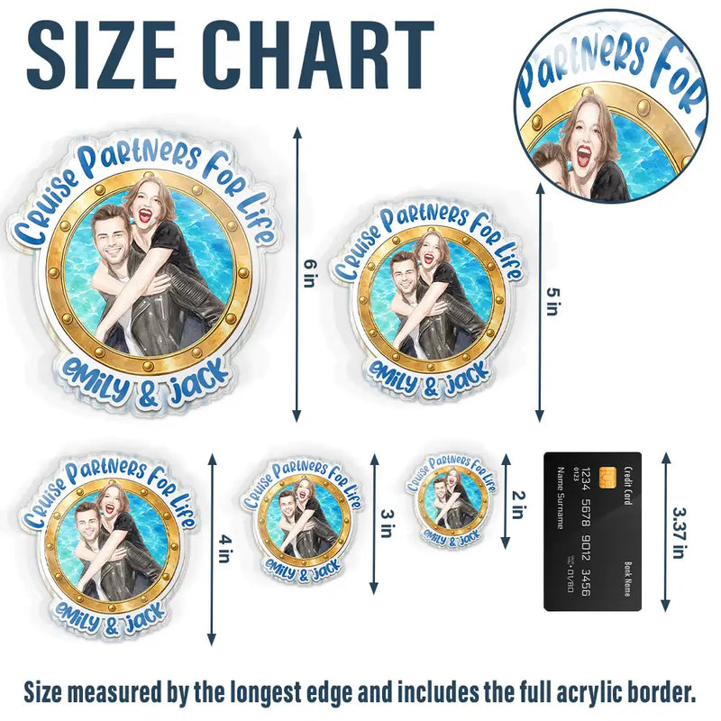 Custom Photo Realistic Watercolor Art Cruise Partners For Life - Personalized Acrylic Magnet