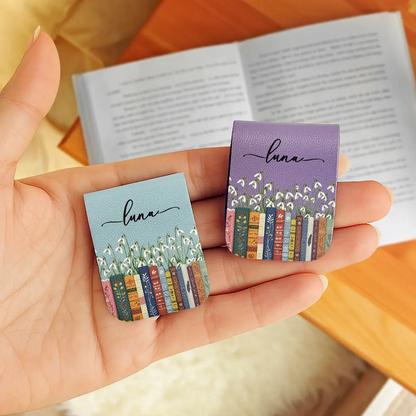 Reading Birth Month Flowers Keepsake - Personalized Leather Magnetic Bookmark
