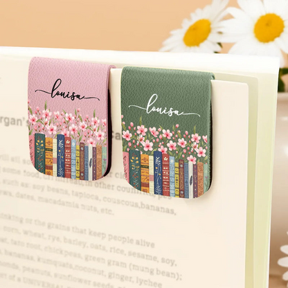 Reading Birth Month Flowers Keepsake - Personalized Leather Magnetic Bookmark