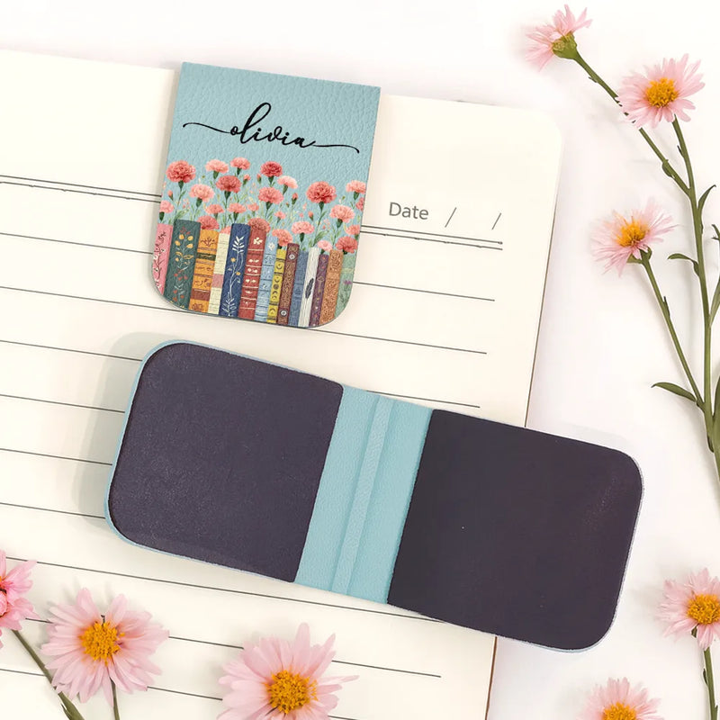 Reading Birth Month Flowers Keepsake - Personalized Leather Magnetic Bookmark
